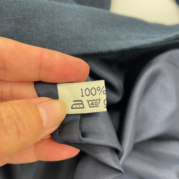 IRISH LINEN Jacket 3/4 Sleeve Lined Size 8 Blue Grey Button Front Long Line - Picture 6 of 9